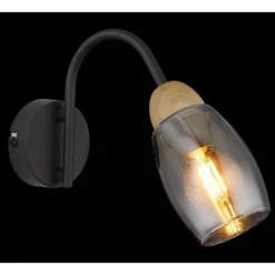 Suspension Verre Fumé-Luminaires Globo Lighting GERLY Applique murale Noir, 1 lumière