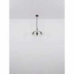 Suspension Verre Fumé-Luminaires Globo Lighting GERLY Plafonnier Noir, 5 lumières