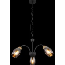 Suspension Verre Fumé-Luminaires Globo Lighting GERLY Suspension Noir, 3 lumières