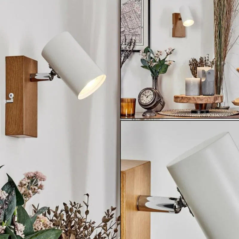 Luminaires Scandinaves-hofstein Gesteira Applique murale, Spot mural Chrome, Couleur bois, 1 lumière