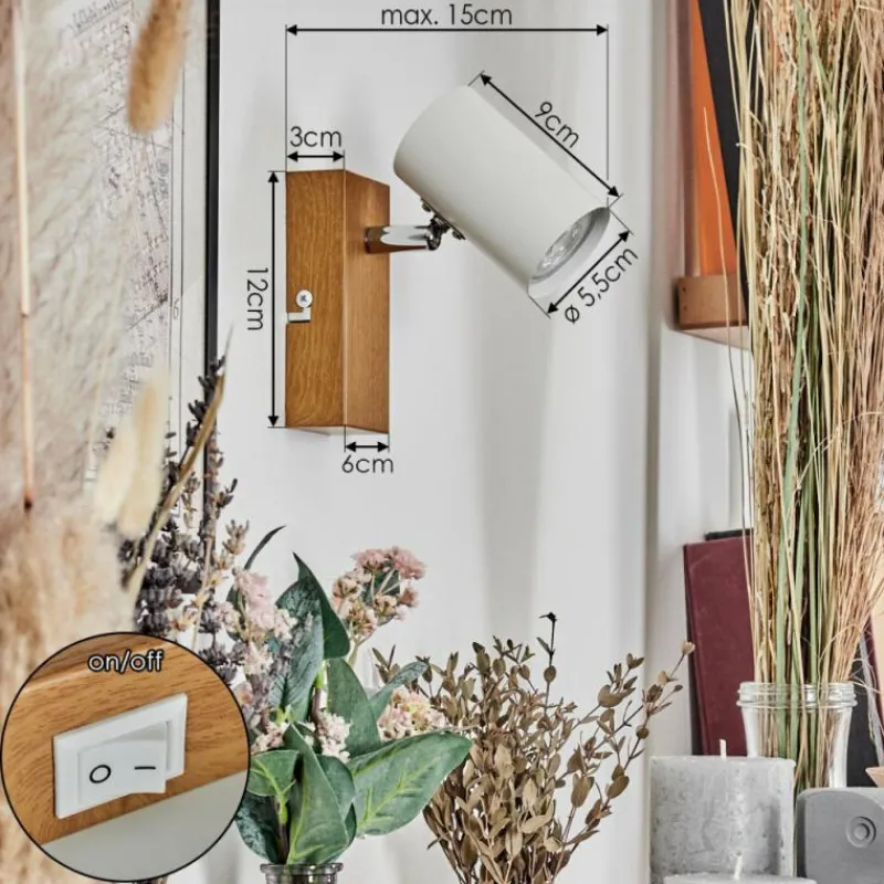 Luminaires Scandinaves-hofstein Gesteira Applique murale, Spot mural Chrome, Couleur bois, 1 lumière