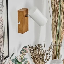 Luminaires Scandinaves-hofstein Gesteira Applique murale, Spot mural Chrome, Couleur bois, 1 lumière