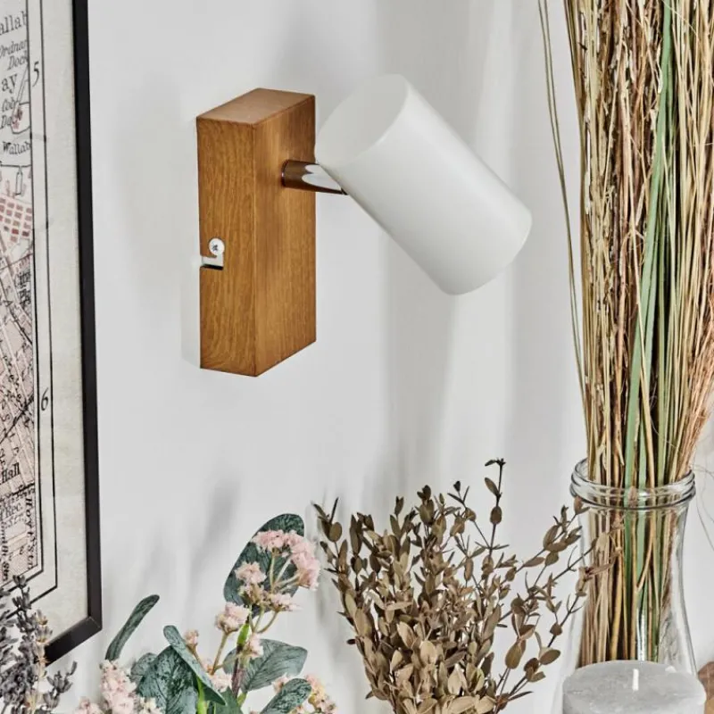Luminaires Scandinaves-hofstein Gesteira Applique murale, Spot mural Chrome, Couleur bois, 1 lumière
