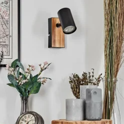 Luminaires Scandinaves-hofstein Gesteira Applique murale, Spot mural Couleur bois, Noir, 1 lumière