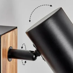 Luminaires Scandinaves-hofstein Gesteira Applique murale, Spot mural Couleur bois, Noir, 1 lumière