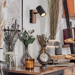 Luminaires Scandinaves-hofstein Gesteira Applique murale, Spot mural Couleur bois, Noir, 1 lumière