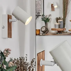 Luminaires Scandinaves-hofstein Gesteira Applique murale, Spot mural Couleur bois, Blanc, 1 lumière