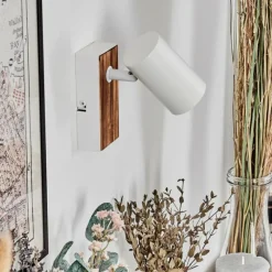 Luminaires Scandinaves-hofstein Gesteira Applique murale, Spot mural Couleur bois, Blanc, 1 lumière