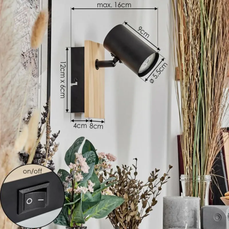 Luminaires Scandinaves-hofstein Gesteira Applique murale, Spot mural Écru, Noir, 1 lumière