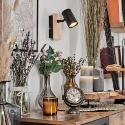 Luminaires Scandinaves-hofstein Gesteira Applique murale, Spot mural Écru, Noir, 1 lumière