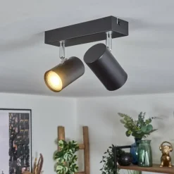 Luminaires Scandinaves-hofstein Gesteira Plafonnier, Spot de plafond Chrome, Noir, 2 lumières