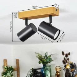 Luminaires Scandinaves-hofstein Gesteira Plafonnier, Spot de plafond Couleur bois, 2 lumières