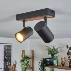 Luminaires Scandinaves-hofstein Gesteira Plafonnier, Spot de plafond Couleur bois, Noir, 2 lumières