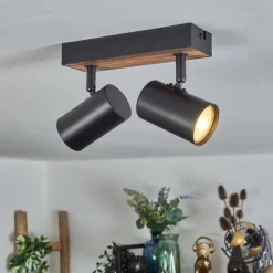 Luminaires Scandinaves-hofstein Gesteira Plafonnier, Spot de plafond Couleur bois, Noir, 2 lumières