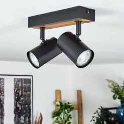 Luminaires Scandinaves-hofstein Gesteira Plafonnier, Spot de plafond Couleur bois, Noir, 2 lumières