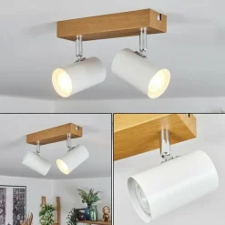 Luminaires Scandinaves-hofstein Gesteira Plafonnier, Spot de plafond Chrome, Couleur bois, 2 lumières