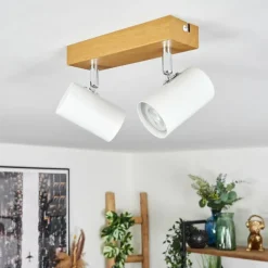 Luminaires Scandinaves-hofstein Gesteira Plafonnier, Spot de plafond Chrome, Couleur bois, 2 lumières