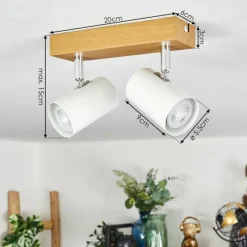 Luminaires Scandinaves-hofstein Gesteira Plafonnier, Spot de plafond Chrome, Couleur bois, 2 lumières