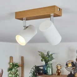 Luminaires Scandinaves-hofstein Gesteira Plafonnier, Spot de plafond Chrome, Couleur bois, 2 lumières