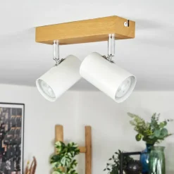 Luminaires Scandinaves-hofstein Gesteira Plafonnier, Spot de plafond Chrome, Couleur bois, 2 lumières