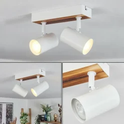 Luminaires Scandinaves-hofstein Gesteira Plafonnier, Spot de plafond Couleur bois, Blanc, 2 lumières