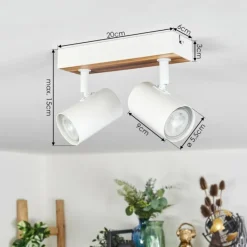 Luminaires Scandinaves-hofstein Gesteira Plafonnier, Spot de plafond Couleur bois, Blanc, 2 lumières