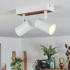 Luminaires Scandinaves-hofstein Gesteira Plafonnier, Spot de plafond Couleur bois, Blanc, 2 lumières