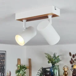Luminaires Scandinaves-hofstein Gesteira Plafonnier, Spot de plafond Couleur bois, Blanc, 2 lumières