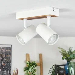 Luminaires Scandinaves-hofstein Gesteira Plafonnier, Spot de plafond Couleur bois, Blanc, 2 lumières