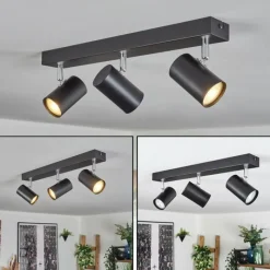 Luminaires Scandinaves-hofstein Gesteira Plafonnier, Spot de plafond Noir, 3 lumières