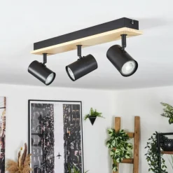 Luminaires Scandinaves-hofstein Gesteira Plafonnier, Spot de plafond Bois clair, Noir, 3 lumières