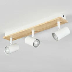 Luminaires Scandinaves-hofstein Gesteira Plafonnier, Spot de plafond Bois clair, Blanc, 3 lumières