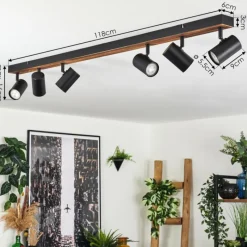 Luminaires Scandinaves-hofstein Gesteira Plafonnier, Spot de plafond Bois foncé, Noir, 6 lumières