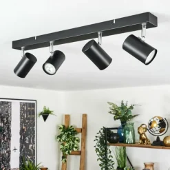 Luminaires Scandinaves-hofstein Gesteira Plafonnier, Spot de plafond Chrome, Noir, 4 lumières