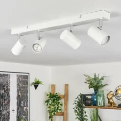 Luminaires Scandinaves-hofstein Gesteira Plafonnier, Spot de plafond Chrome, Blanc, 4 lumières