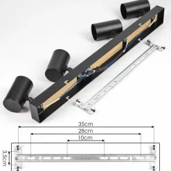 Luminaires Scandinaves-hofstein Gesteira Plafonnier, Spot de plafond Bois foncé, Noir, 4 lumières