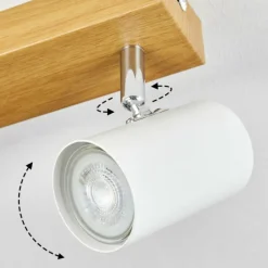 Luminaires Scandinaves-hofstein Gesteira Plafonnier, Spot de plafond Chrome, Couleur bois, 3 lumières