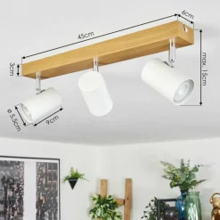 Luminaires Scandinaves-hofstein Gesteira Plafonnier, Spot de plafond Chrome, Couleur bois, 3 lumières
