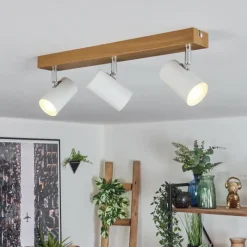 Luminaires Scandinaves-hofstein Gesteira Plafonnier, Spot de plafond Chrome, Couleur bois, 3 lumières