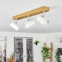Luminaires Scandinaves-hofstein Gesteira Plafonnier, Spot de plafond Chrome, Couleur bois, 3 lumières