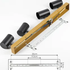 Luminaires Scandinaves-hofstein Gesteira Plafonnier, Spot de plafond Couleur bois, Noir, 4 lumières