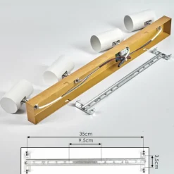 Luminaires Scandinaves-hofstein Gesteira Plafonnier, Spot de plafond Chrome, Couleur bois, 4 lumières