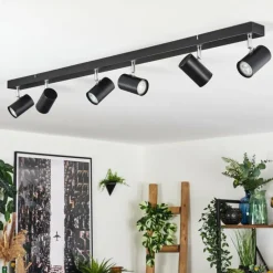 Luminaires Scandinaves-hofstein Gesteira Plafonnier, Spot de plafond Chrome, Noir, 6 lumières