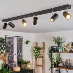 Luminaires Scandinaves-hofstein Gesteira Plafonnier, Spot de plafond Chrome, Noir, 6 lumières