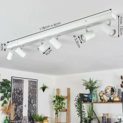 Luminaires Scandinaves-hofstein Gesteira Plafonnier, Spot de plafond Chrome, Blanc, 6 lumières