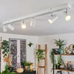 Luminaires Scandinaves-hofstein Gesteira Plafonnier, Spot de plafond Chrome, Blanc, 6 lumières