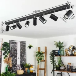 Luminaires Scandinaves-hofstein Gesteira Plafonnier, Spot de plafond Chrome, Noir, 8 lumières