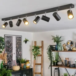 Luminaires Scandinaves-hofstein Gesteira Plafonnier, Spot de plafond Chrome, Noir, 8 lumières