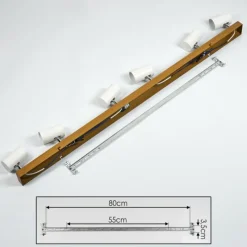 Luminaires Scandinaves-hofstein Gesteira Plafonnier, Spot de plafond Chrome, Couleur bois, 6 lumières