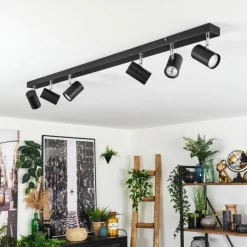 Luminaires Scandinaves-hofstein Gesteira Plafonnier, Spot de plafond Chrome, Noir, 6 lumières